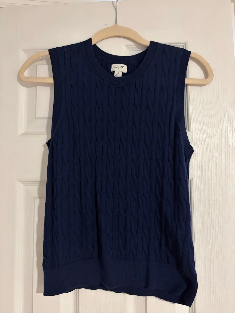 J. Crew Navy Cable-Knit Button Cardigan Sweater and Shell